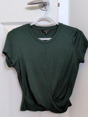 Dynamite Forest Green Twist-Hem Short Sleeve Tee